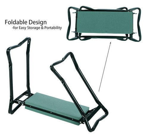 Foldable Outdoor Lawn Bench Chair With Tool Pouch Garden Rest - My Store