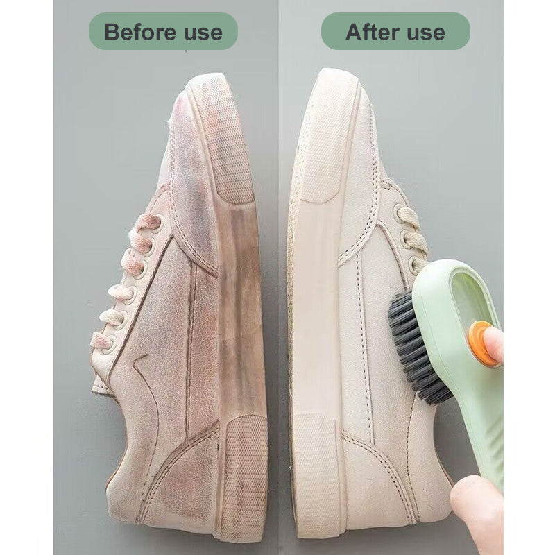 Automatic shoe cleaning brush with liquid dispenser and soft bristles. - My Store