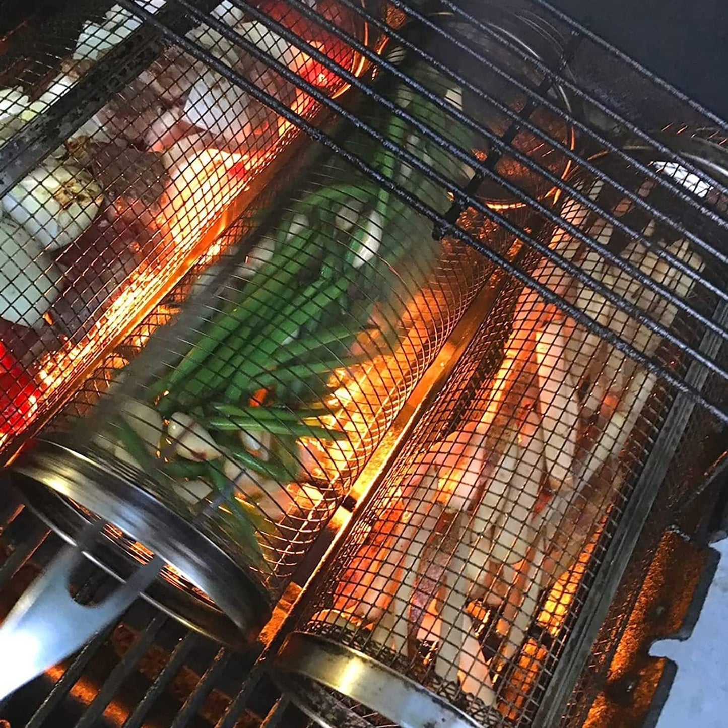 Portable Rolling BBQ Grilling Basket Outdoor Barbecue Net Rack - My Store