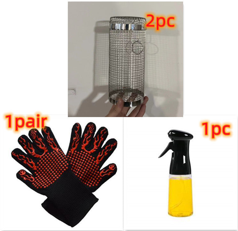Portable Rolling BBQ Grilling Basket Outdoor Barbecue Net Rack - My Store