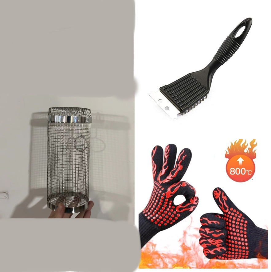 Portable Rolling BBQ Grilling Basket Outdoor Barbecue Net Rack - My Store
