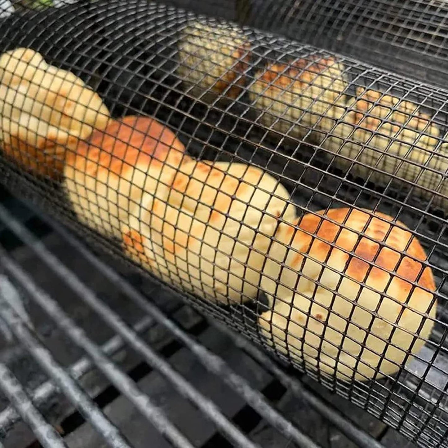 Portable Rolling BBQ Grilling Basket Outdoor Barbecue Net Rack - My Store