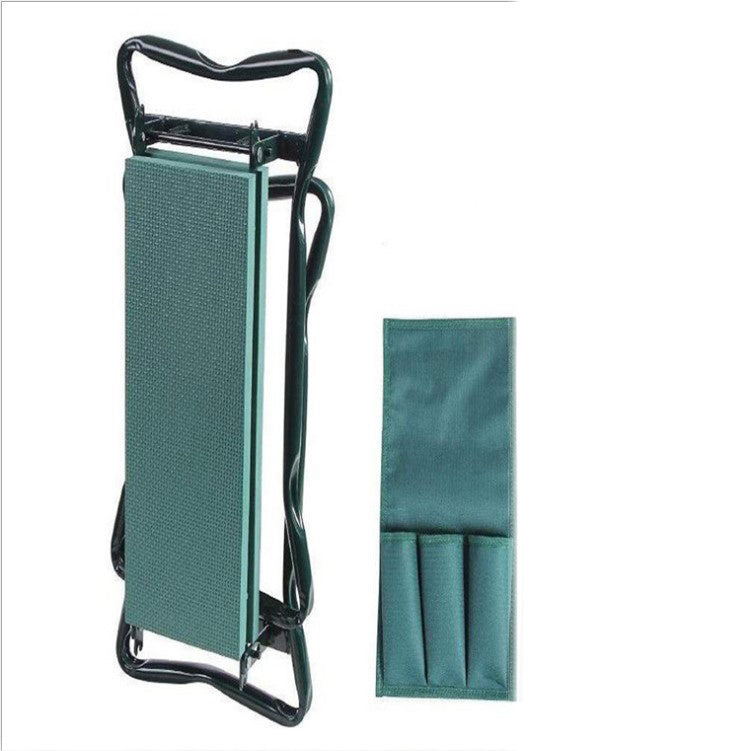 Foldable Outdoor Lawn Bench Chair With Tool Pouch Garden Rest - My Store