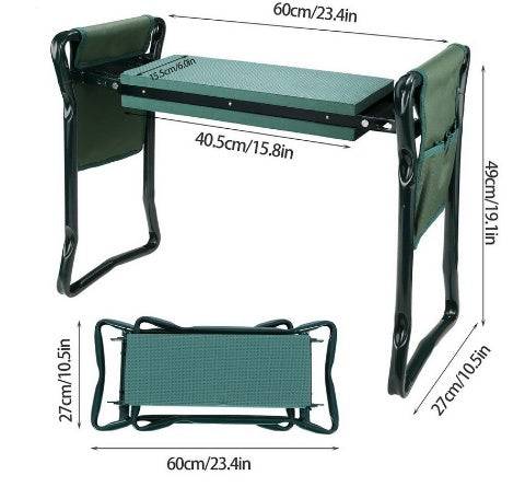Foldable Outdoor Lawn Bench Chair With Tool Pouch Garden Rest - My Store