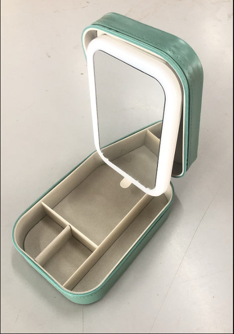 Portable Makeup Storage Box with LED Mirror and Organizer - My Store