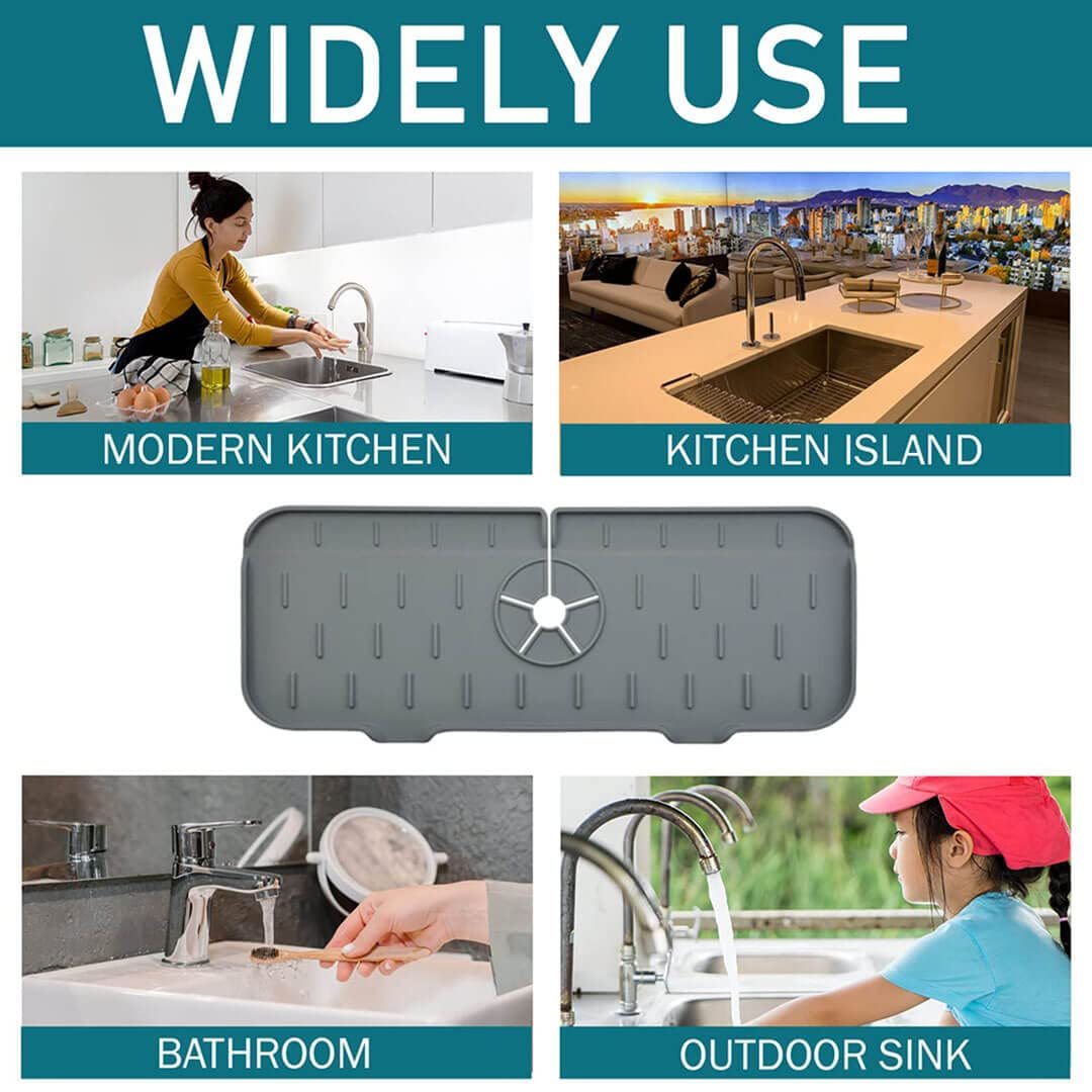 Silicone faucet splash guard mat protects kitchen and bathroom countertops. - My Store